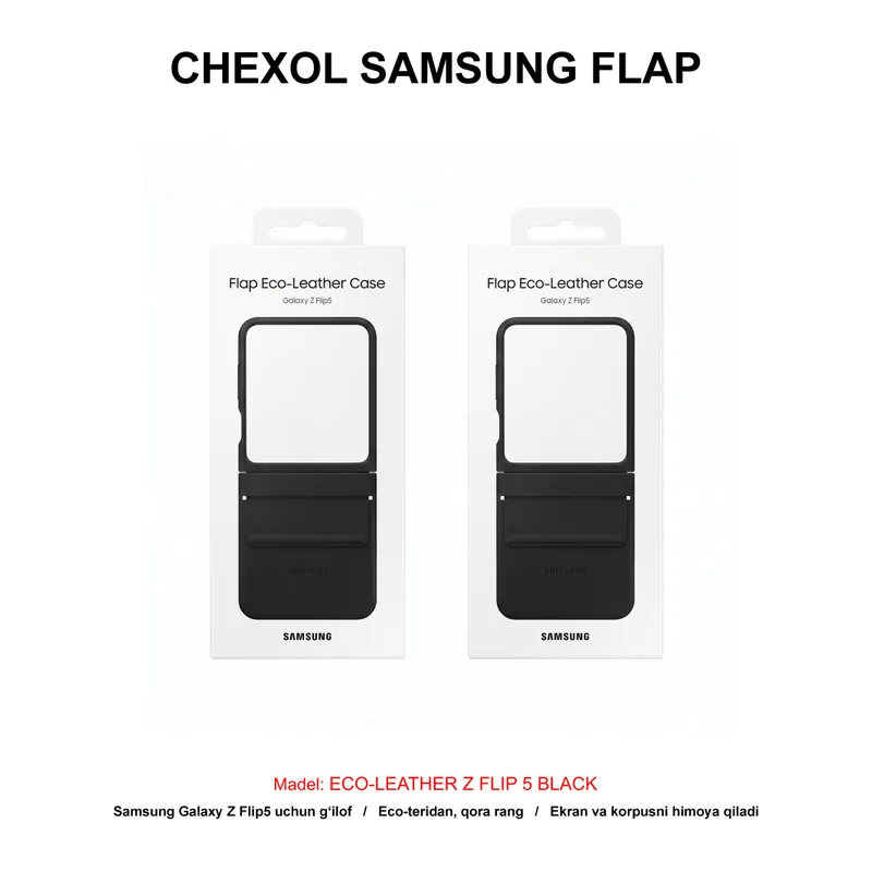 CHEXOL SAMSUNG FLAP ECO-LEATHER Z FLIP 5 BLACK