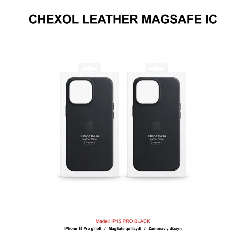 CHEXOL LEATHER MAGSAFE IC IP15 PRO BLACK