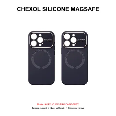 CHEXOL SILICONE MAGSAFE AKRYLIC IP15 PRO DARK GREY