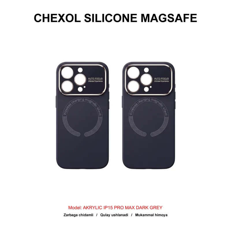CHEXOL SILICONE MAGSAFE AKRYLIC IP15 PRO MAX DARK GREY