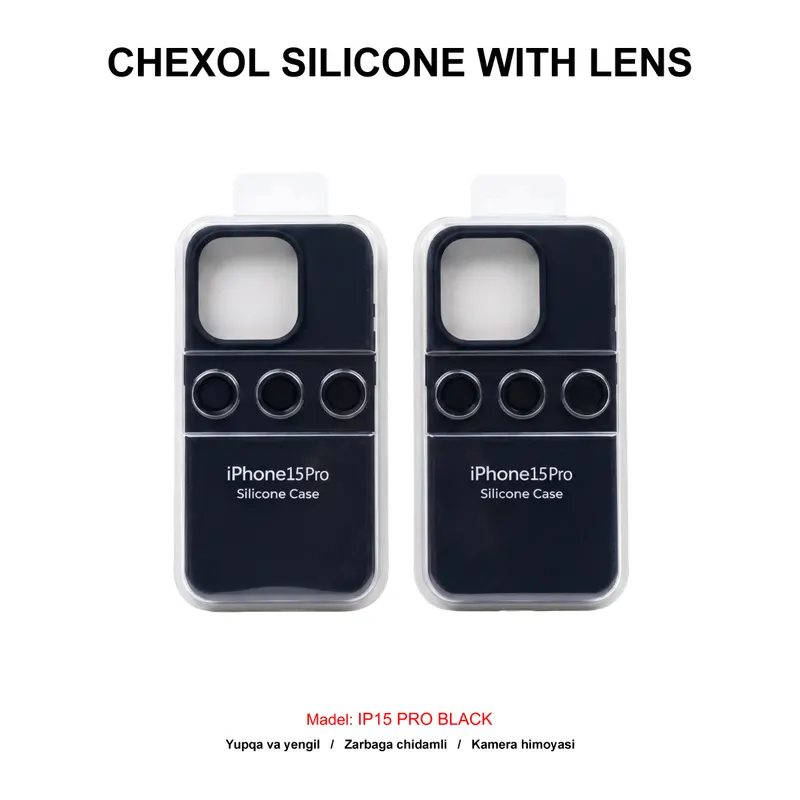 CHEXOL SILICONE WITH LENS IP15 PRO BLACK
