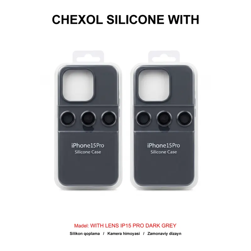 CHEXOL SILICONE WITH LENS IP15 PRO DARK GREY
