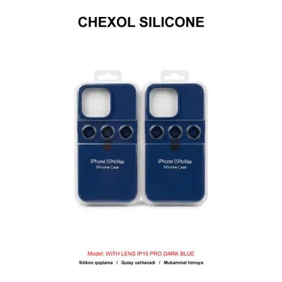 CHEXOL SILICONE WITH LENS IP15 PRO DARK BLUE