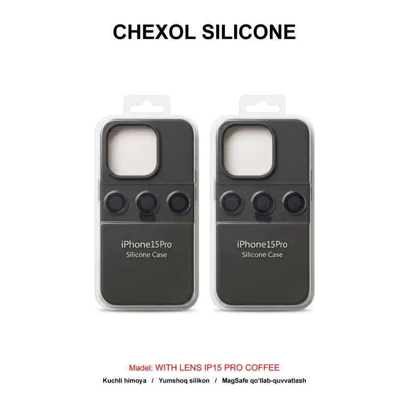 CHEXOL SILICONE WITH LENS IP15 PRO COFFEE