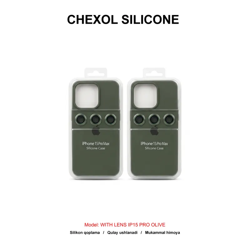 CHEXOL SILICONE WITH LENS IP15 PRO OLIVE