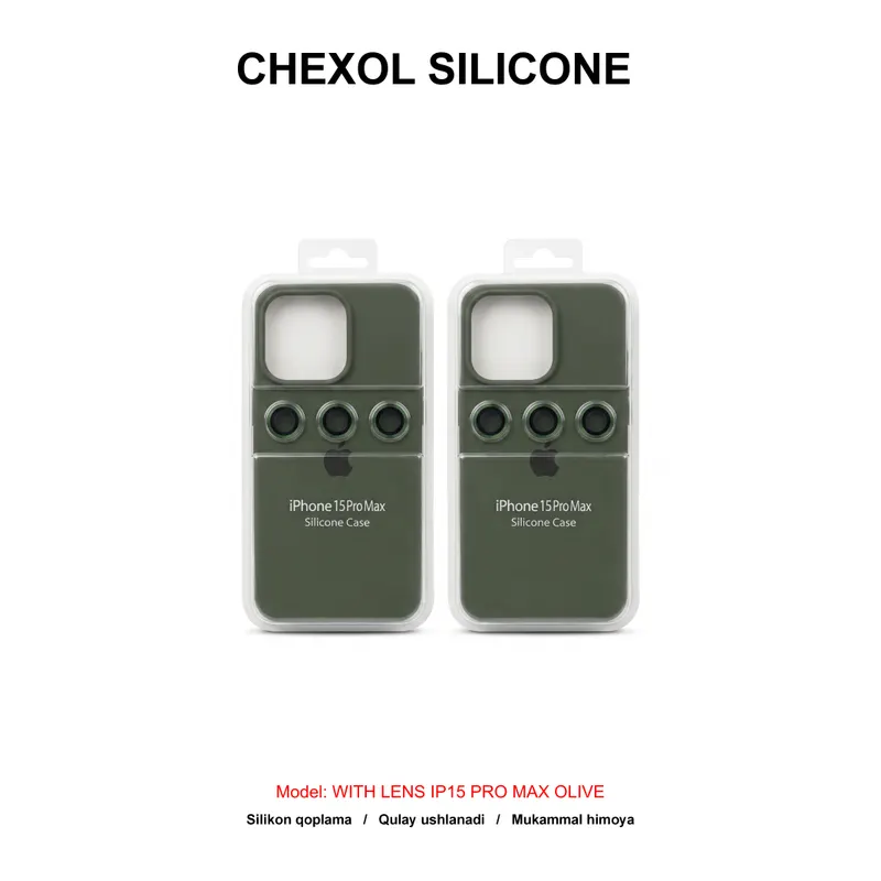CHEXOL SILICONE WITH LENS IP15 PRO MAX OLIVE