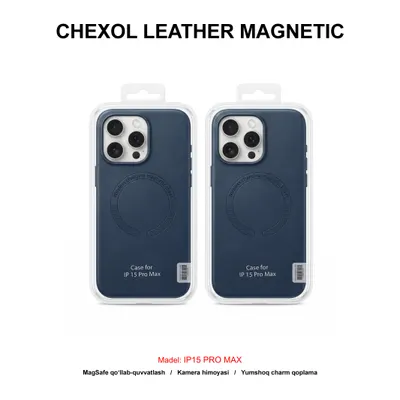CHEXOL LEATHER MAGNETIC IP15 PRO MAX DARK BLUE