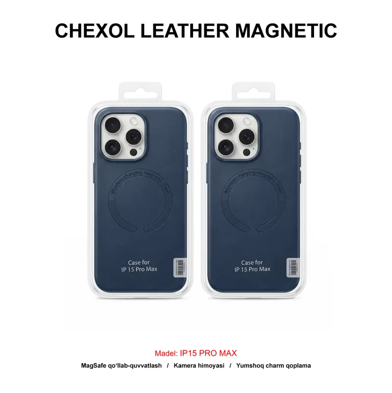 CHEXOL LEATHER MAGNETIC IP15 PRO MAX DARK BLUE