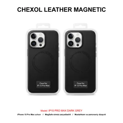 CHEXOL LEATHER MAGNETIC IP15 PRO MAX DARK GREY