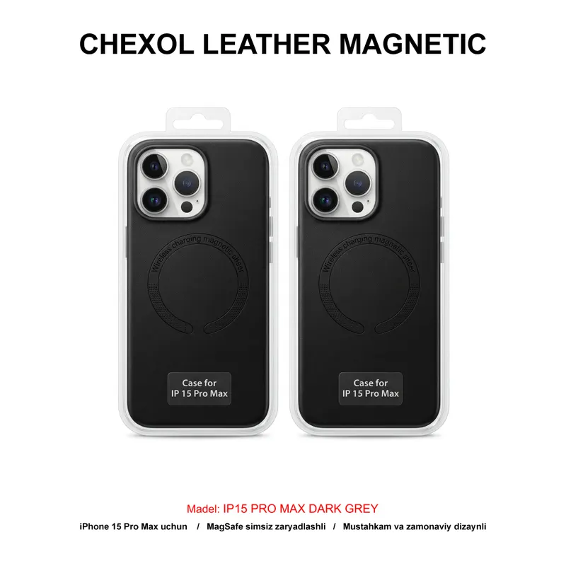 CHEXOL LEATHER MAGNETIC IP15 PRO MAX DARK GREY
