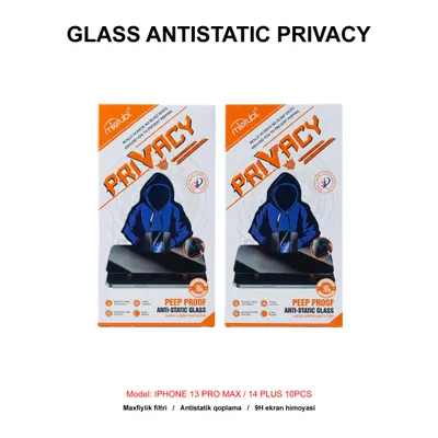 GLASS ANTISTATIC PRIVACY IPHONE 13 PRO MAX / 14 PLUS 10PCS