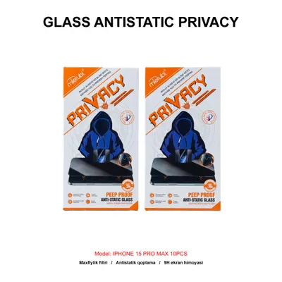 GLASS ANTISTATIC PRIVACY IPHONE 15 PRO MAX 10PCS