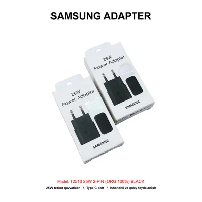 ADAPTER SAMSUNG T2510 25W 2-PIN (ORG 100%) BLACK