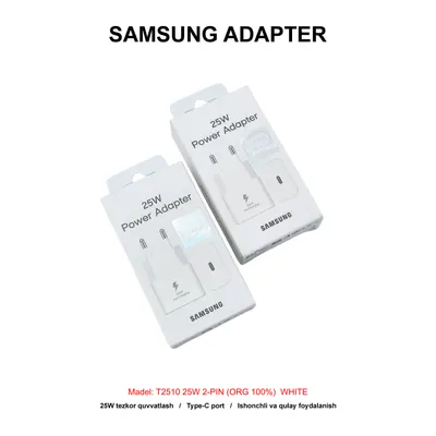 ADAPTER SAMSUNG T2510 25W 2-PIN (ORG 100%) WHITE
