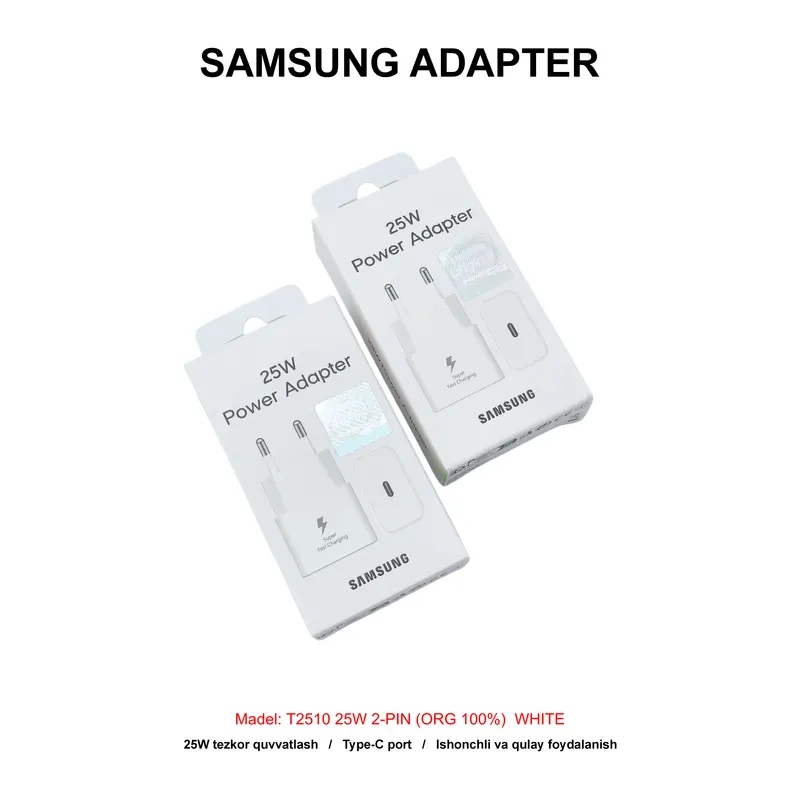 ADAPTER SAMSUNG T2510 25W 2-PIN (ORG 100%) WHITE