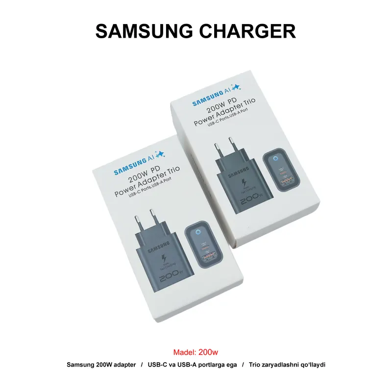 CHARGER SAMSUNG TRIO 2PIN 200W BLACK