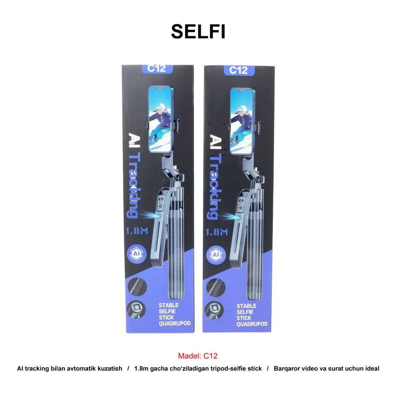 SELFI+TRIPOD C12 BLACK