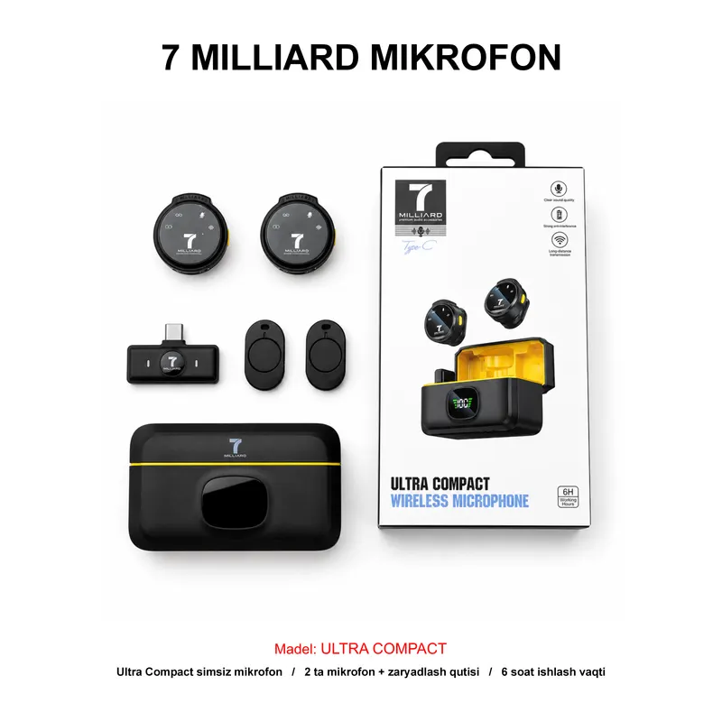 MIKROFON 7 MILLIARD ULTRA COMPACT 7MWMUCTCBK 2in1 BLACK