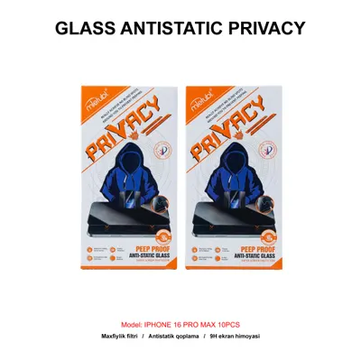 GLASS ANTISTATIC PRIVACY IPHONE 16 PRO MAX 10PCS