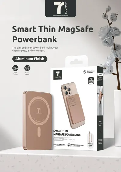 PB 7 MILLIARD SMART THIN MAGSAFE 5000mAh 7MPBM5STDTN DESERT TITANIUM
