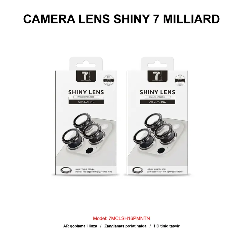 CAMERA LENS SHINY 7 MILLIARD 7MCLSH16PMNTN IP16 PRO/PRO MAX NATURAL TITANIUM