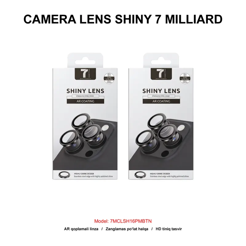 CAMERA LENS SHINY 7 MILLIARD 7MCLSH16PMBTN IP16 PRO/PRO MAX BLACK TITANIUM