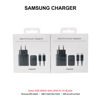 CHARGER SAMSUNG 45W ORG/K 100% 2PIN TC-TC BLACK