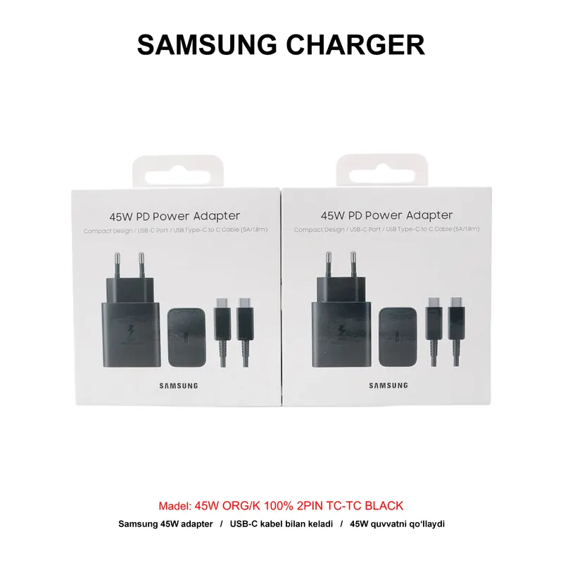 CHARGER SAMSUNG 45W ORG/K 100% 2PIN TC-TC BLACK