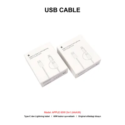 USB CABLE APPLE 60W 2in1 (AAA/M)