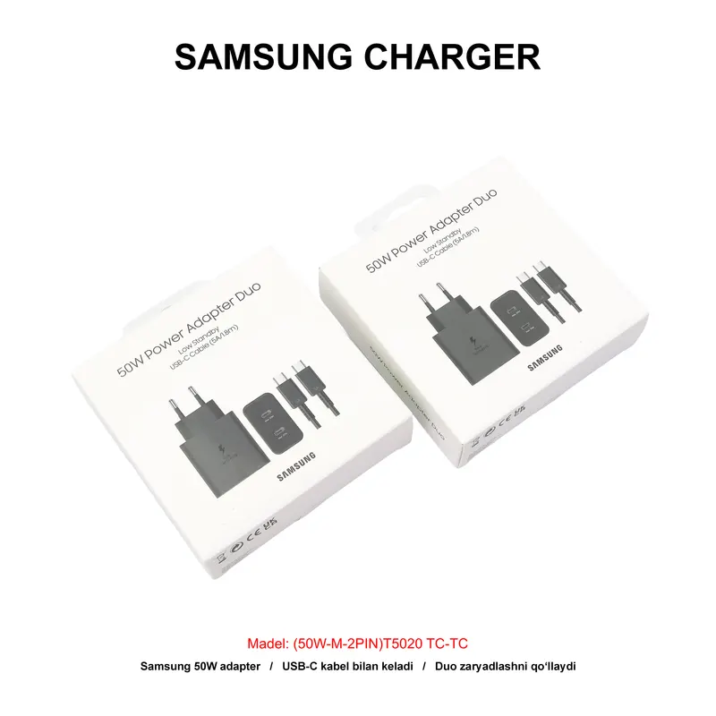 CHARGER SAMSUNG (50W-M-2PIN) T5020 TC-TC BLACK