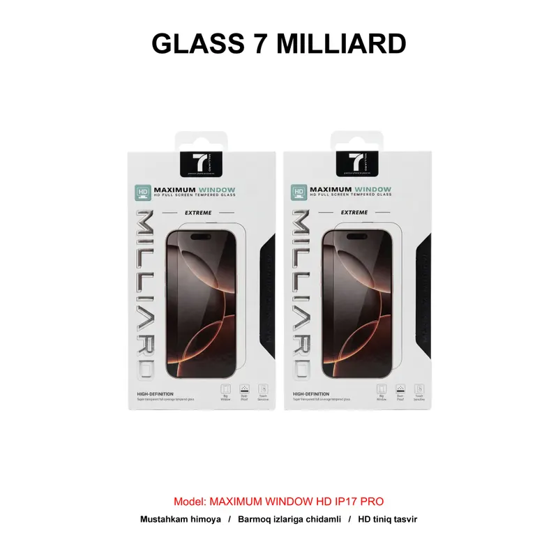 GLASS 7 MILLIARD MAXIMUM WINDOW HD IP17 PRO 7MMWHD17P