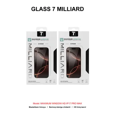 GLASS 7 MILLIARD MAXIMUM WINDOW HD IP17 PRO MAX 7MMWHD17PM