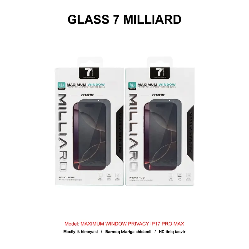 GLASS 7 MILLIARD MAXIMUM WINDOW PRIVACY IP17 PRO MAX 7MMWP17PM