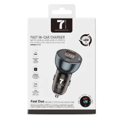 CAR CHARGER 7 MILLIARD FAST DUO CC7ML48WBK BLACK