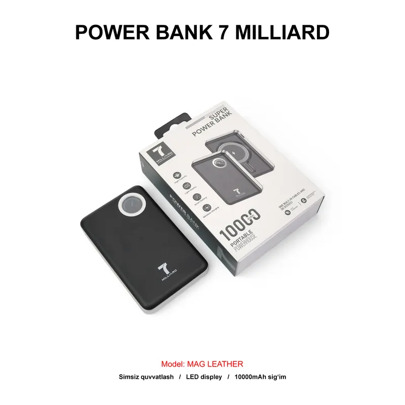 PB 7 MILLIARD MAG LEATHER 10000mAh 7MPBML10MBK BLACK