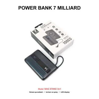 PB 7 MILLIARD MAG STAND 3in1 10000mAh 7MPBMS10MBK BLACK