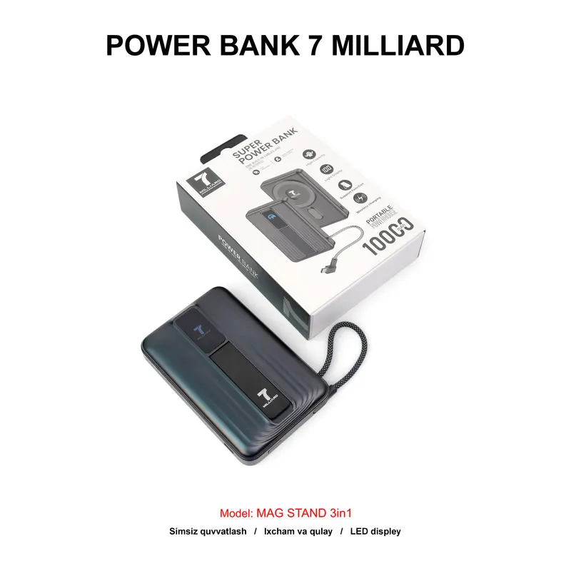 PB 7 MILLIARD MAG STAND 3in1 10000mAh 7MPBMS10MBK BLACK