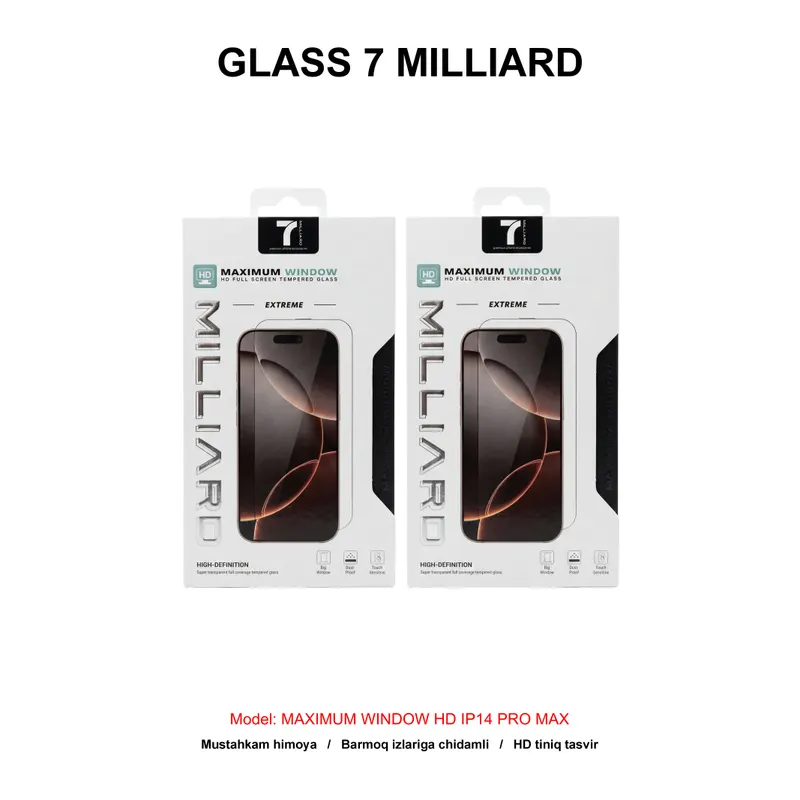 GLASS 7 MILLIARD MAXIMUM WINDOW HD IP14 PRO MAX 7MMWHDG14PM