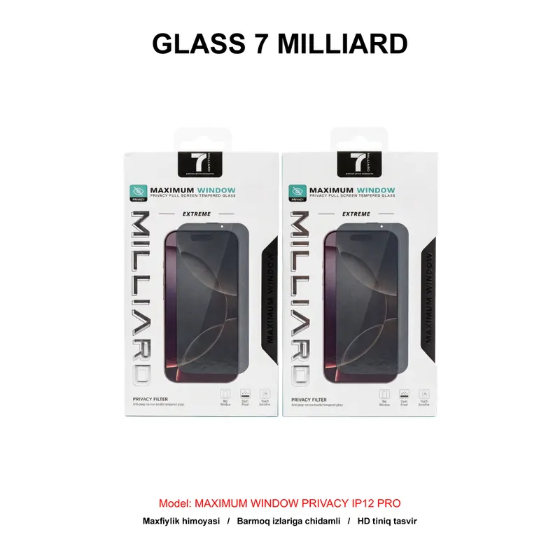 GLASS 7 MILLIARD MAXIMUM WINDOW PRIVACY IP12 PRO 7MMWPG12P