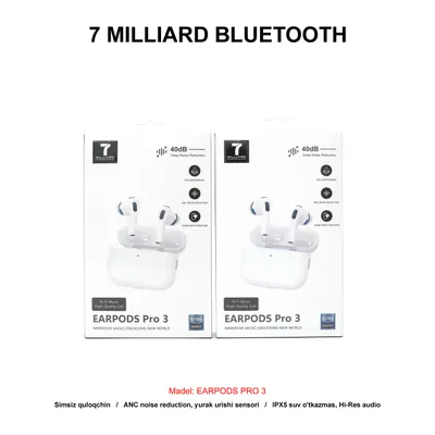BLUETOOTH 7 MILLIARD EARPODS PRO 3 WHITE 7MEPRO3-01WH