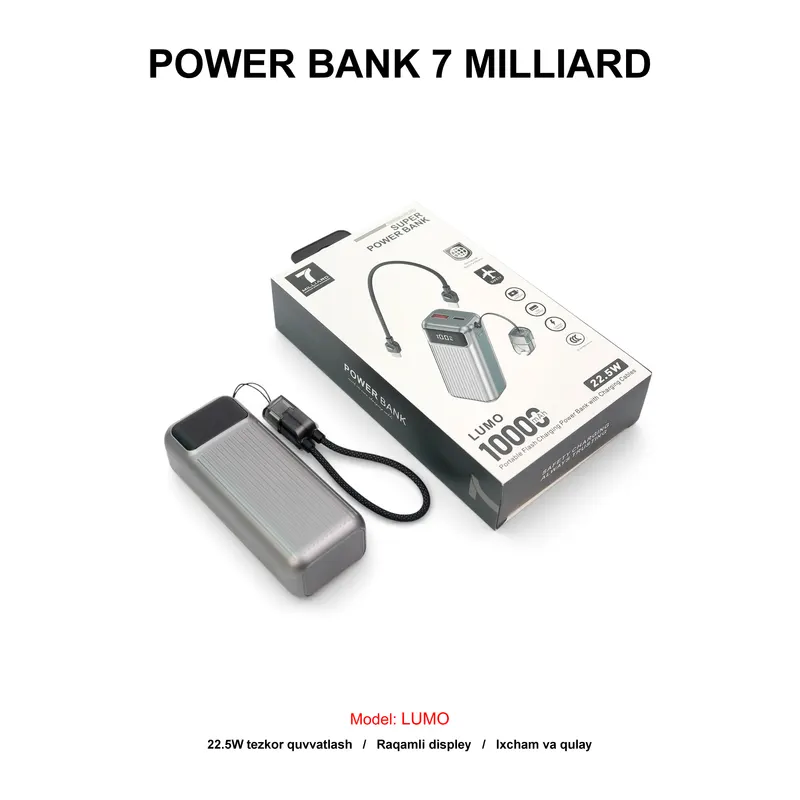 PB 7 MILLIARD LUMO 10000mAh 7MLPB10MGY GREY