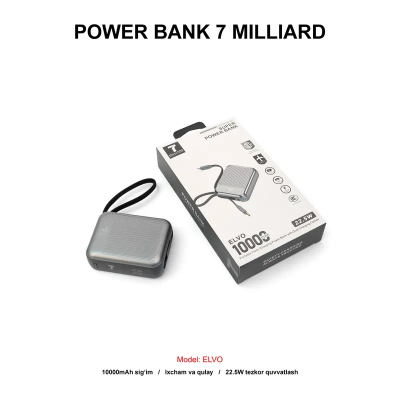 PB 7 MILLIARD ELVO 10000mAh 7MEPB10MGY GREY