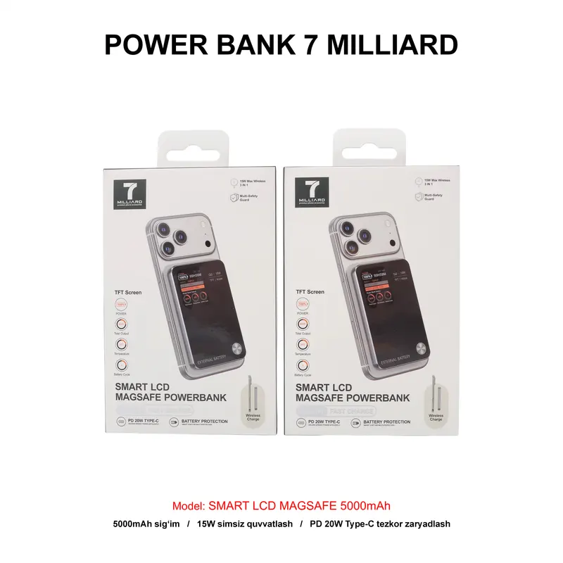 PB 7 MILLIARD SMART LCD MAGSAFE 5000mAh 7MPBSL5MBK BLACK