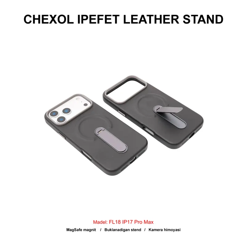 CHEXOL IPEFET LEATHER STAND FL18 IP17 PRO MAX BLACK