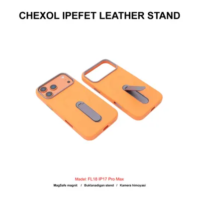 CHEXOL IPEFET LEATHER STAND FL18 IP17 PRO MAX ORANGE
