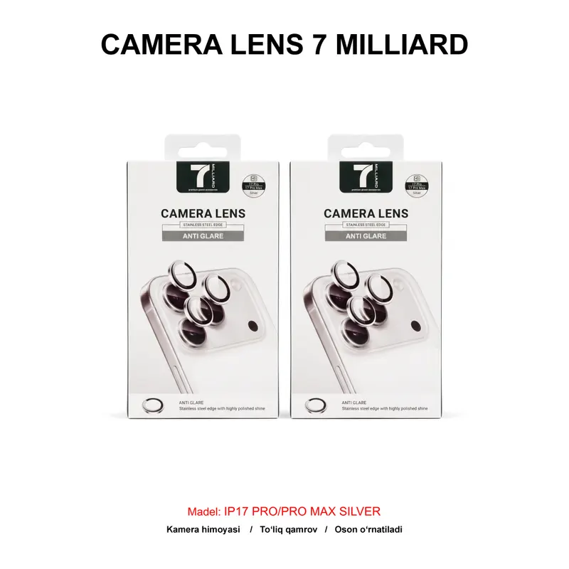 CAMERA LENS 7 MILLIARD ANTI GLARE 7MCLAG17PMSL IP17 PRO/PRO MAX SILVER