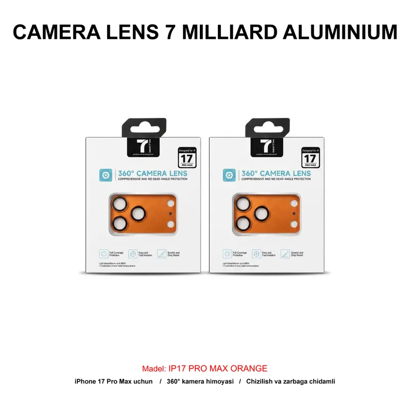 CAMERA LENS 7 MILLIARD ALUMINIUM 7MCLA17PMOR IP17 PRO MAX ORANGE