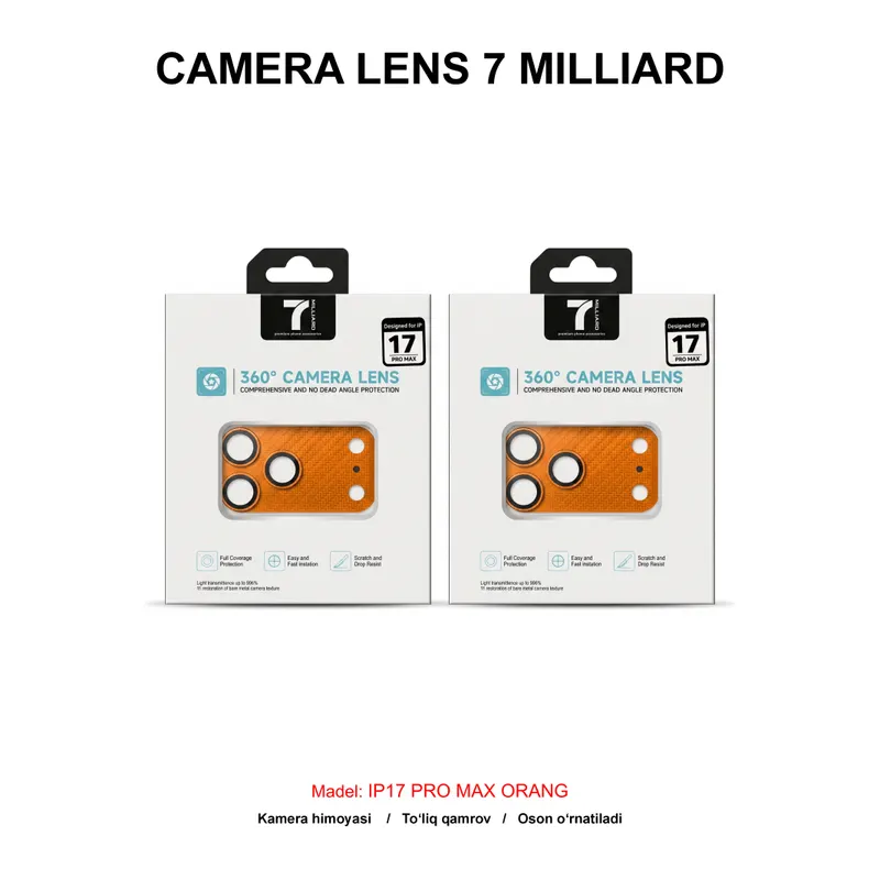 CAMERA LENS 7 MILLIARD CARBON FIBER 7MCLCF17PMOR IP17 PRO MAX ORANGE
