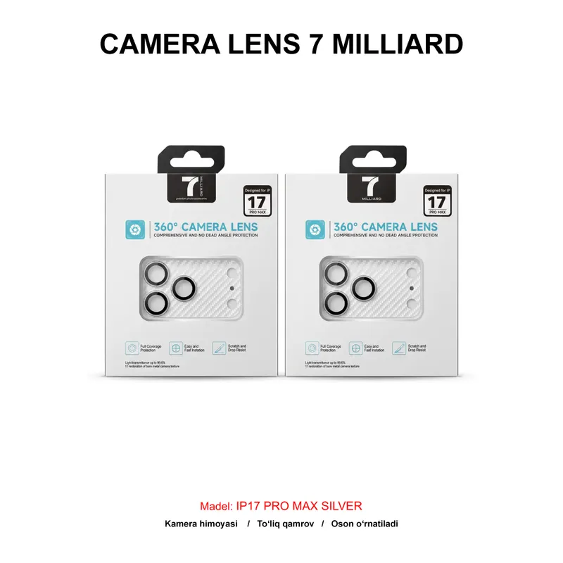 CAMERA LENS 7 MILLIARD CARBON FIBER 7MCLCF17PMSL IP17 PRO MAX SILVER