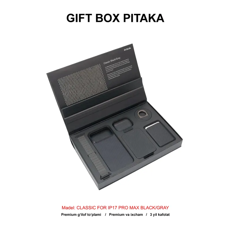 GIFT BOX PITAKA CLASSIC FOR IP17 PRO MAX BLACK/GRAY